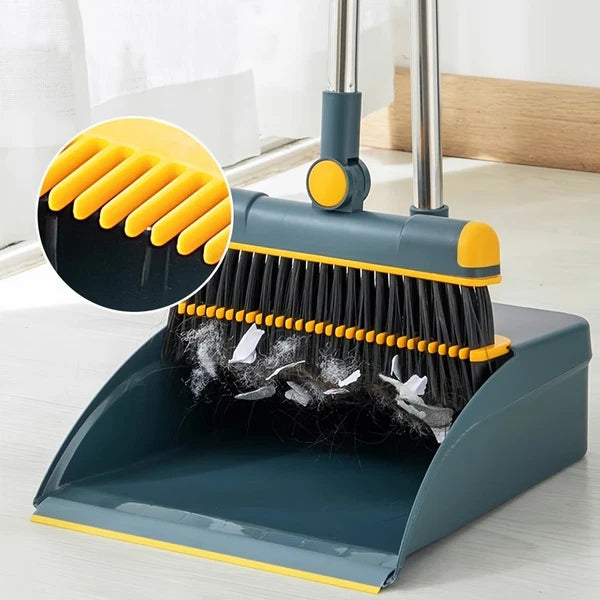 Broom Dustpan Set, Thickened Rotatable Foldable Stainless Steel Rod Strong