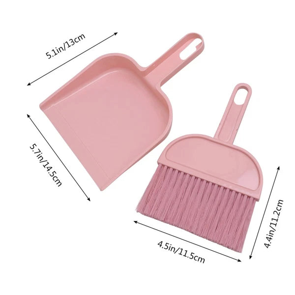 Mini Broom Dustpan Set Pink and Whisk Pet Hair First Apartment Essentials