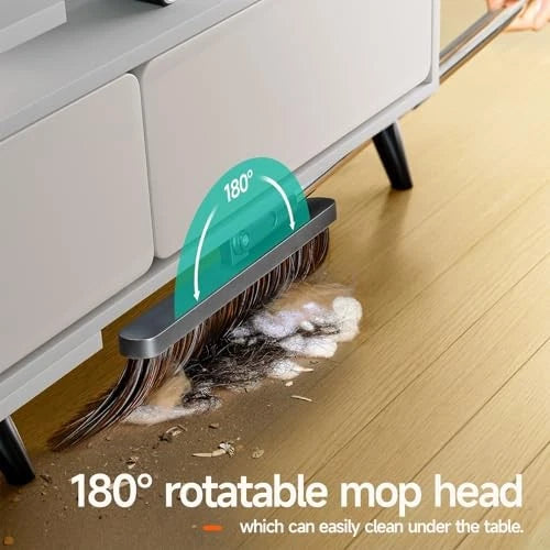 Broom with Dustpan, 51.6" Adjustable Long Handle with 2 Replaceable Broom