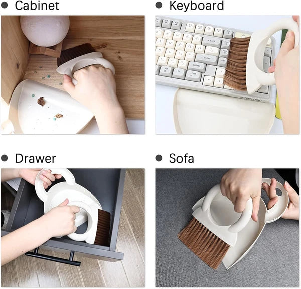 Mini Dustpan Hand Broom Brush: Small and Set, Dust White