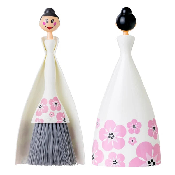 Mini Broom and Dustpan Set White Small Portable for Dust Pet Hair Car Camping