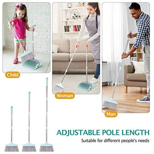 XXXFLOWER Broom and Dustpan Set for Home, Broom with Dustpan Cleaning Teeth