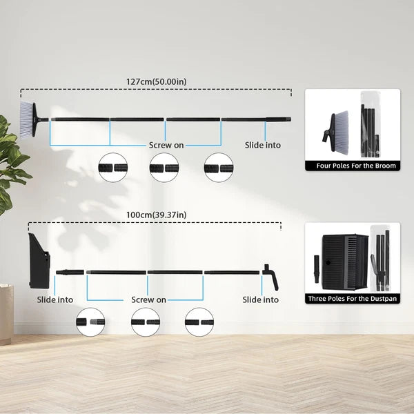 broom and dustpan set upgrade 50 long handle broom with stand up dustpan com