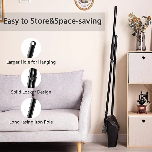 Commercial Angle Broom and Dustpan Combo, with Long Handle, Lobby Dust Pan Sweep