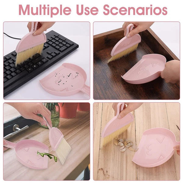Dustpan and Brush Set, Small Broom and Dustpan Cleaning Set Portable Table7659