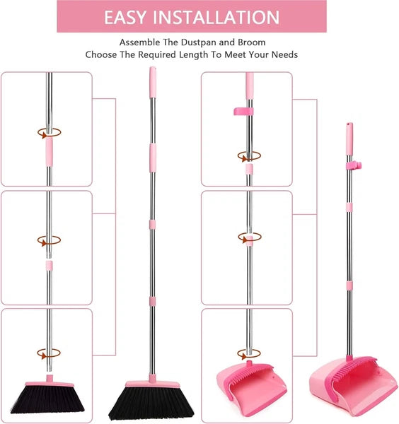 Lightweight Heavy-Duty Broom and Dustpan Set - Ideal for Kitchen and Office Use
