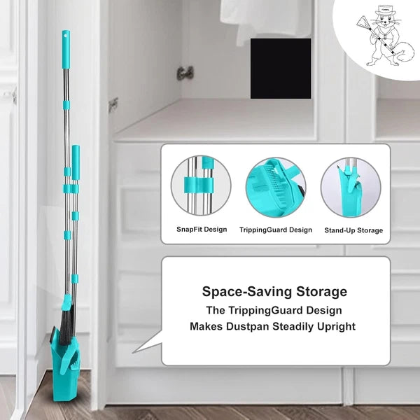 PINK Broom with Dustpan Combo Set, Broom & Dustpan Set with 51'' Long Handle