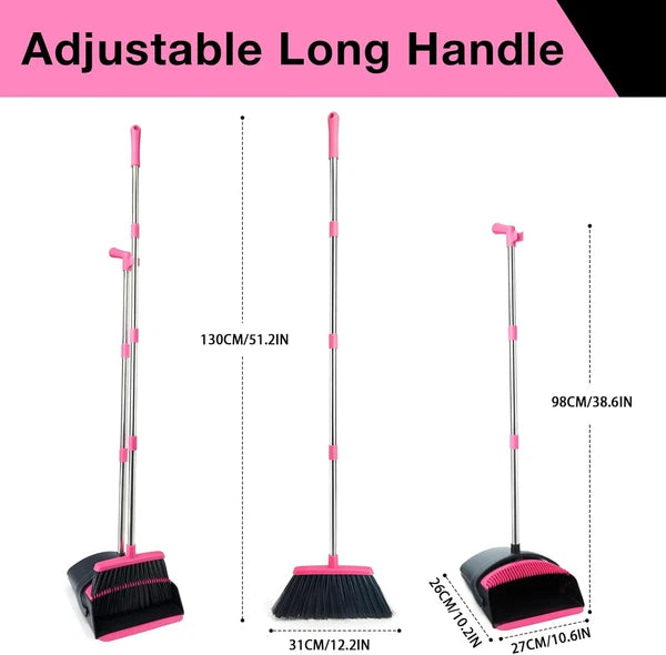 Broom and Dustpan Set, Long Handle Lightweight Dustpans with Broom Combo for ...